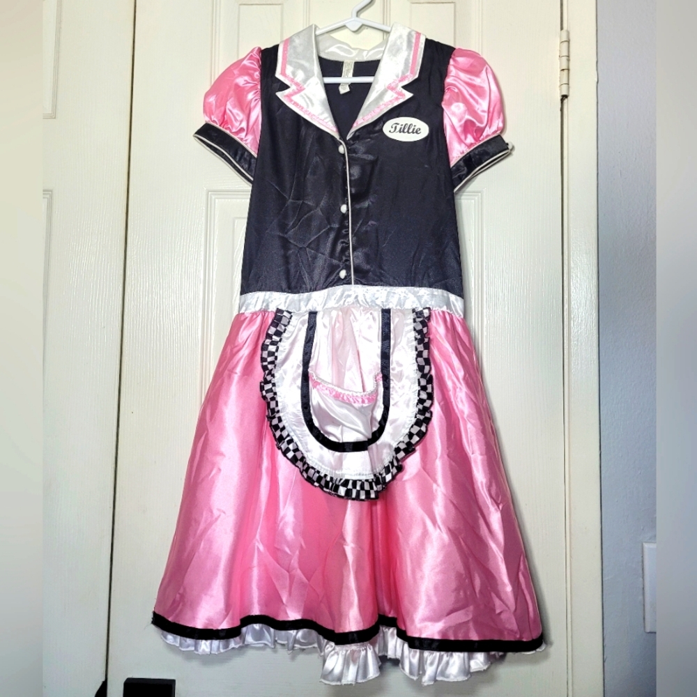 💗 Pink/Black/White Diner, Waitress Costume w/hat▪︎ Child Size: Large